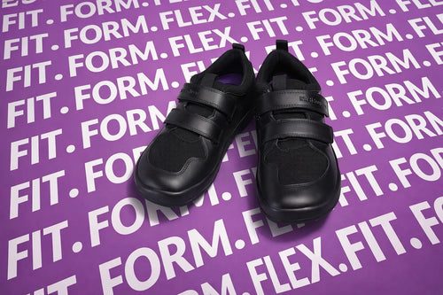Kuzi Junior school shoes - wide toe box detail showing natural fit